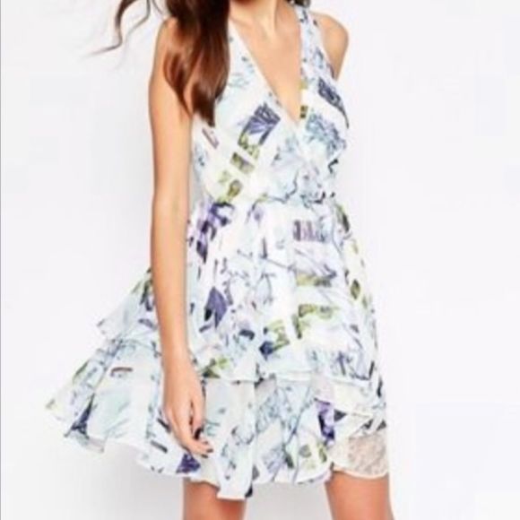 NWT $138 BCBGeneration | Aquashell | Racerback Tiered Lace Inset Dress | 10 - Picture 4 of 15